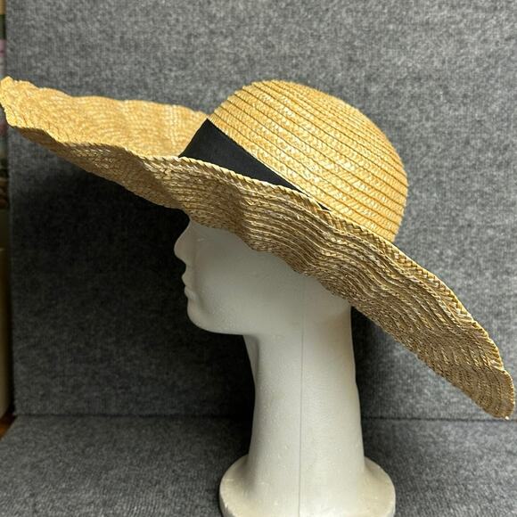 Sun N Sand UPF 50+ oversize straw sun hat very wide brim adjustable black ribbon main image 6